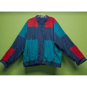 Vintage Genelli Men’s M  Jacket Color Block 100% Silk 80s 90s Retro